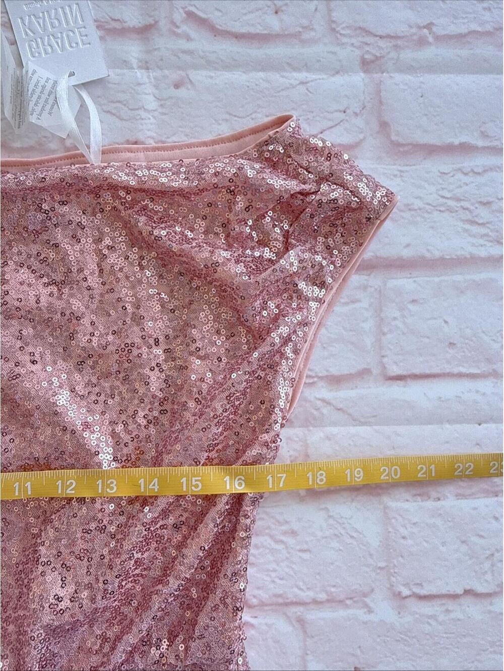 NWT Grace Karin Pink Sequin Ruched Cocktail Prom HOCO Special Occasion Dress M - Picture 9 of 9